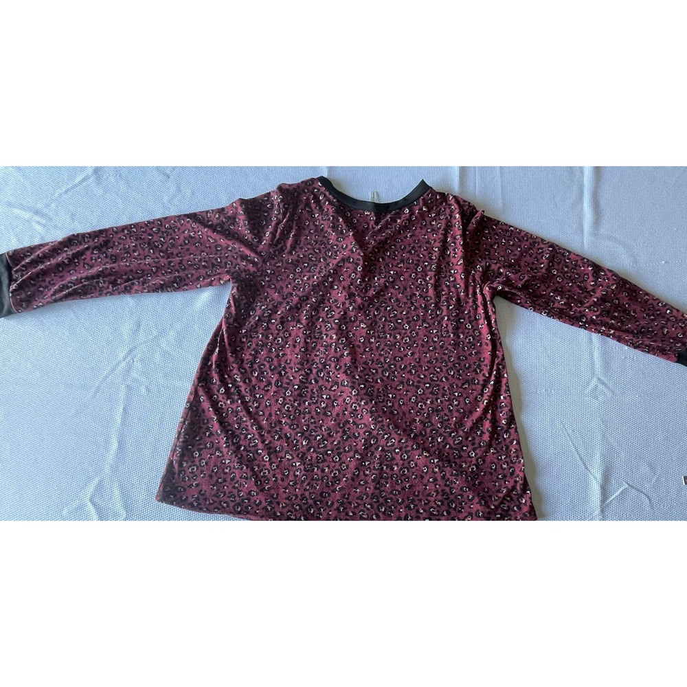 Now N Forever Womans Mauve Leopard Print with Black Outline Long Sleeve Size 2x - Picture 8 of 10